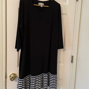 Michael Kors Black and White Striped Hem Dress